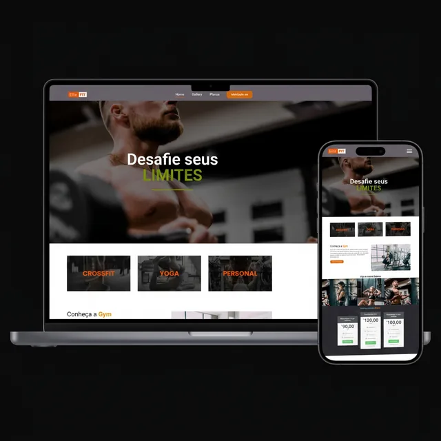 Landing page de conversão da academia Elite Fit em tela de celular
